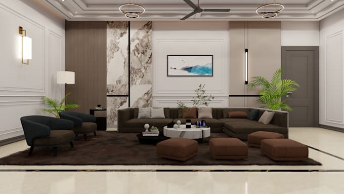 design model and render your living room interior