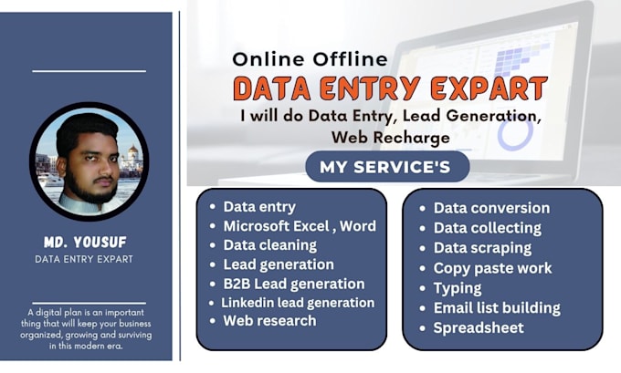 do data entry, data collection , web research, web scraping