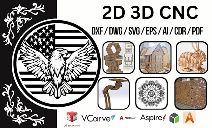 do industrial cnc drawing, dxf file for cnc laser cutting, engraving, svg