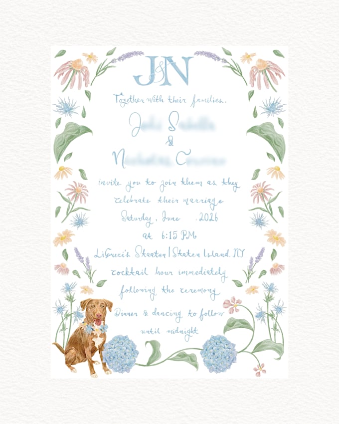 design a custom watercolor wedding invitation and stationery