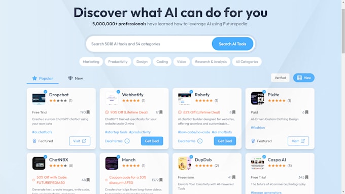 create ai tools listing website