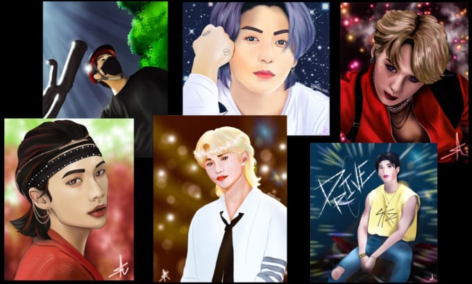 Create a digital art of kpop artist by Nisansala16 | Fiverr