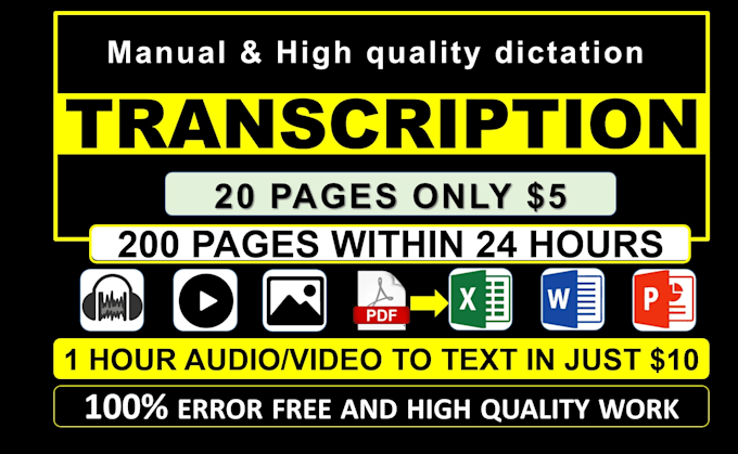 transcribe audio and do video transcription in 12 hours