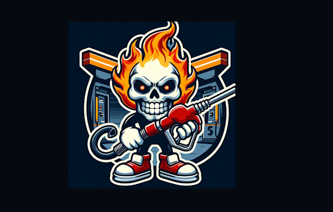 design unique skull gas mascot logo