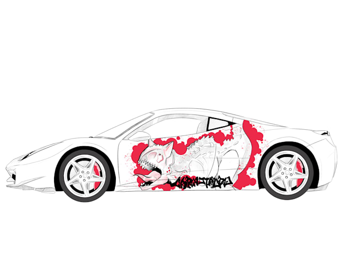 draw classic car illustrations with custom grafitti design