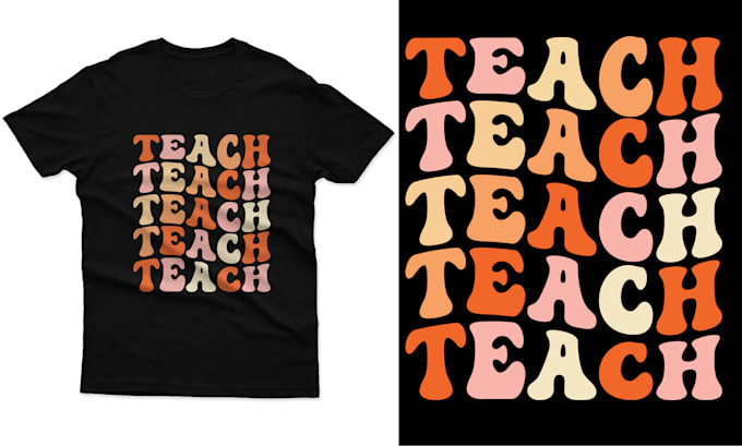 create retro wavy groovy typography t shirt design