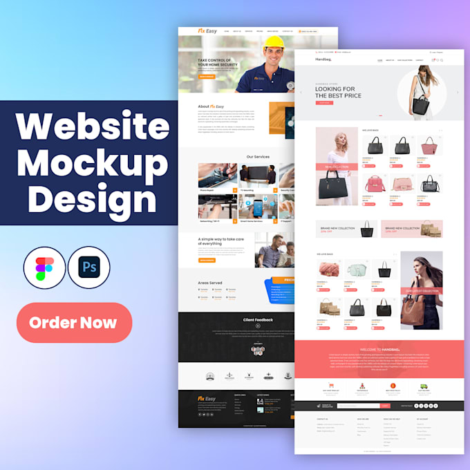 design modern website mockup in figma, photoshop