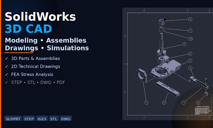 Create 3d models, mechanical cad design, and 2d technical drawings by ...
