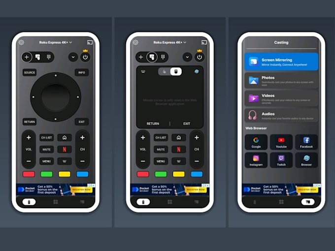 Develop roku, samsung, lg webos, fire tv android remote app by