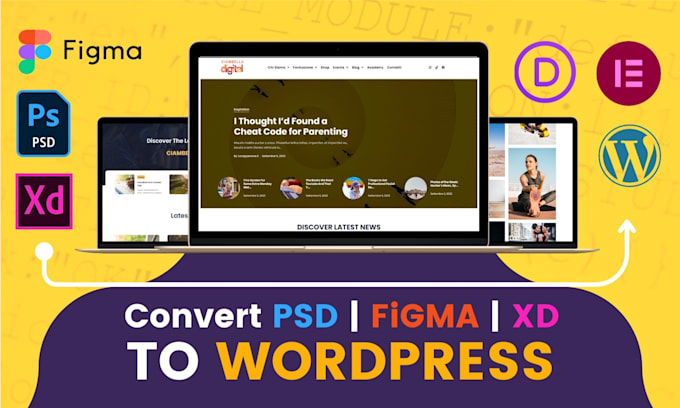 convert figma or PSD to wordpress for high converting landing pages by elementor