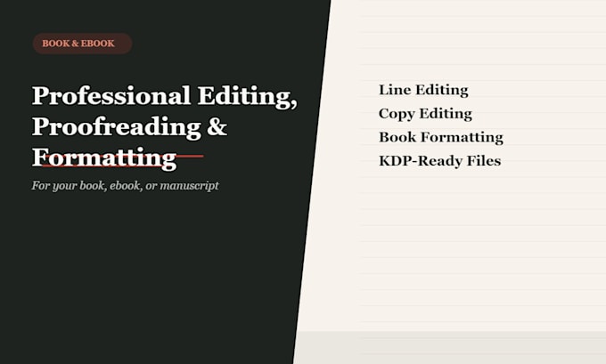 provide book editing, formatting, and copy editing services