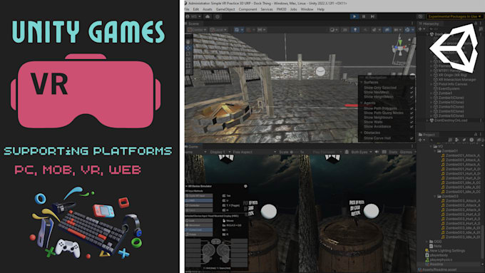 develop custom VR applications and games for oculus in unity
