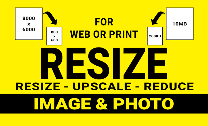 resize, upscale, reduce image size for web or print