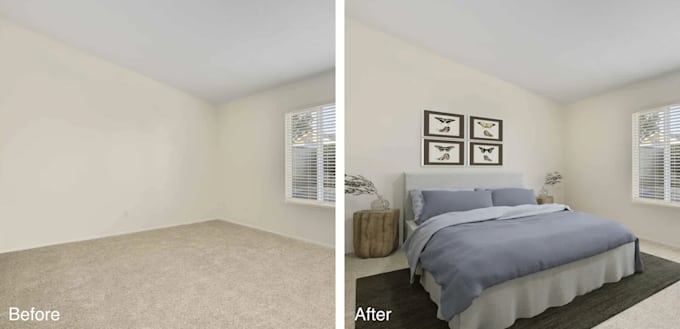 do virtual staging renovations, existing to proposed space transformation