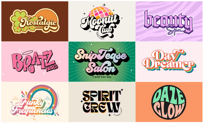 Design groovy, hippie, psychedelic, cute funky typography font logo by ...