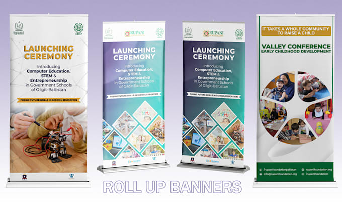 design roll up banner, retractable banner, pull up or roller banner