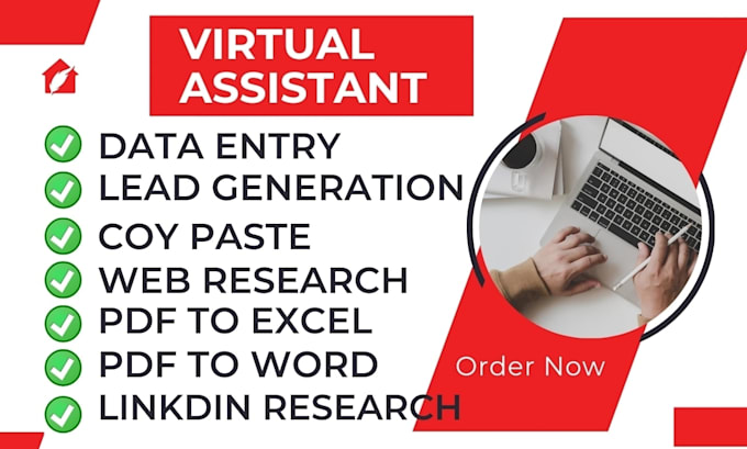 do excel data entry, copy paste, lead generation, pdf to excel