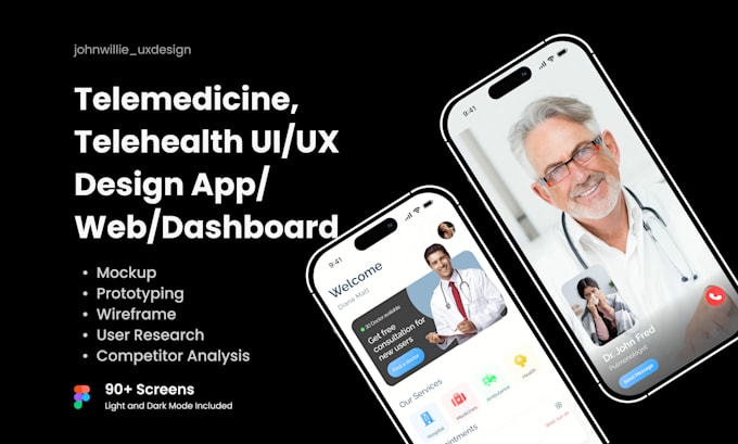 Design ui ux telemedicine app telehealth ui ux website, landing page ...