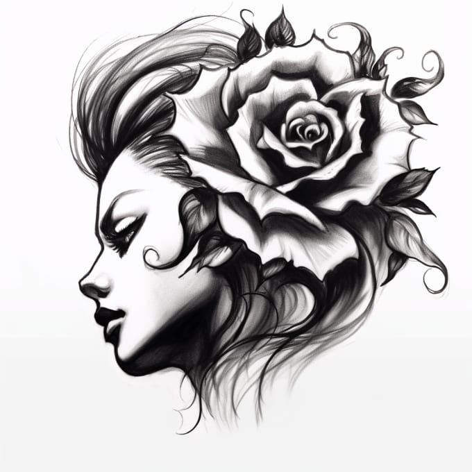 Create a black and white flower tattoo by Ayleaylor | Fiverr