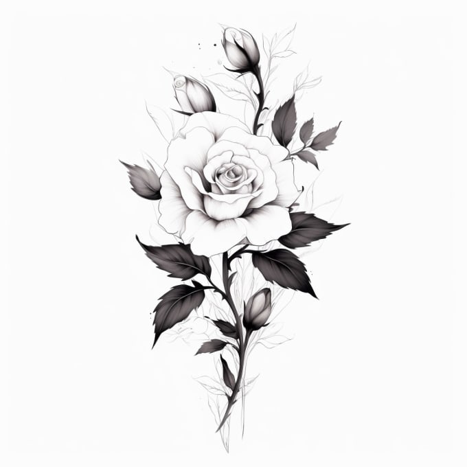 Make a black and white tattoo design flower style by Athaniela | Fiverr