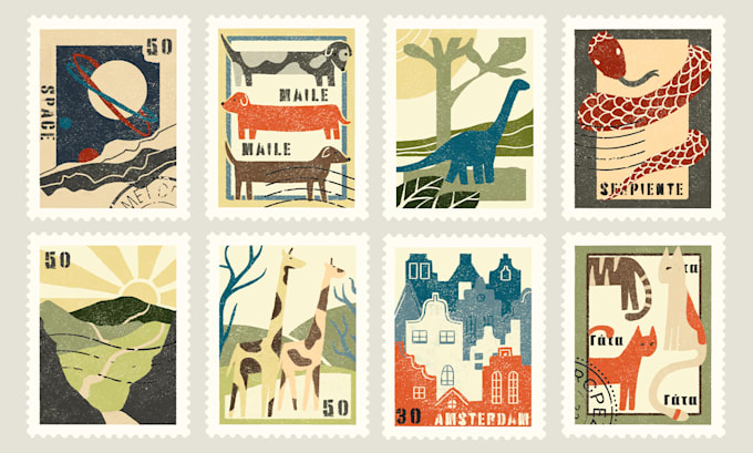 draw a custom postage stamp design
