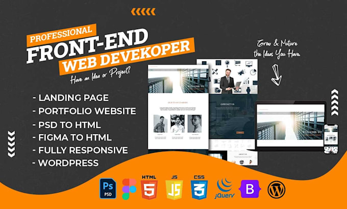 design a website landing page and html portfolio website