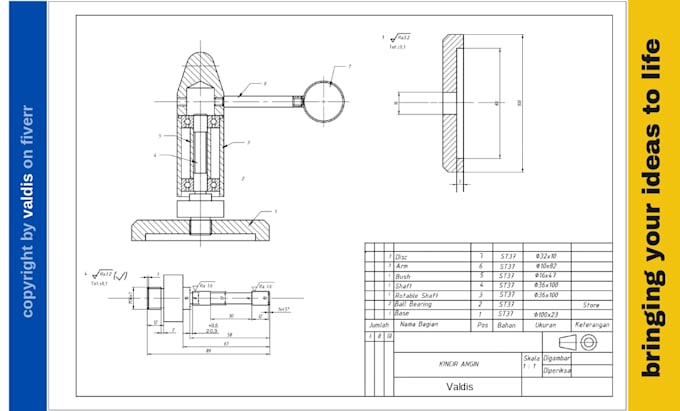 make 2d mechanical drawing, technical drawing in autocad