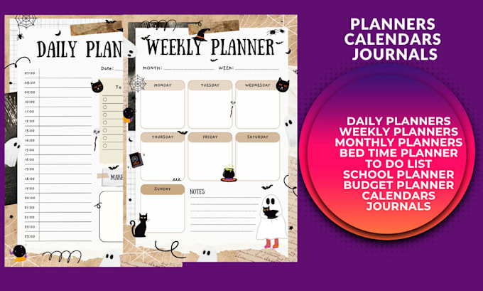 craft digital and printable planners, journal designs, and calendars