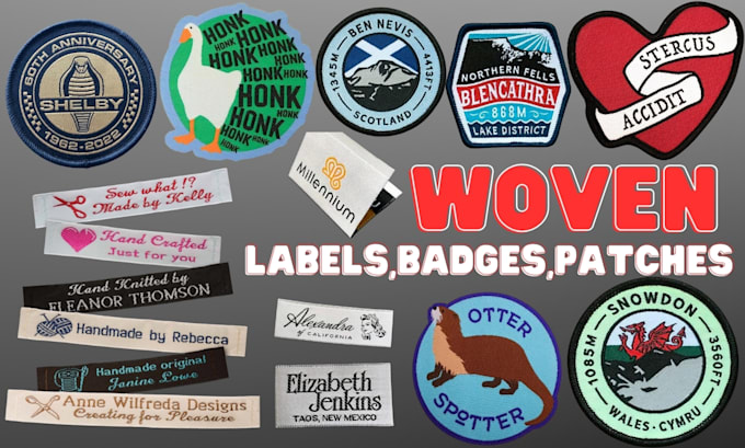 design custom woven label,badge,patch with free  shipping