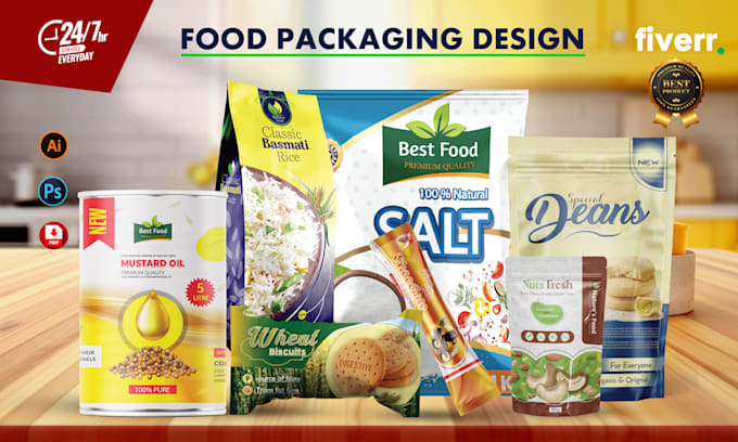 design premium food packaging,pouch label, bag design and product box design