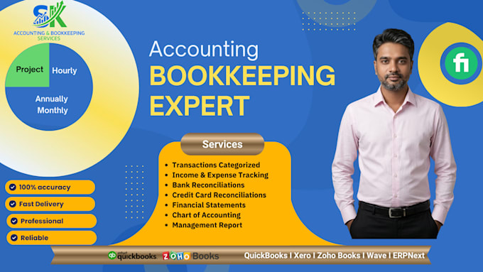 do bookkeeping in quickbooks, xero, zoho books, and wave