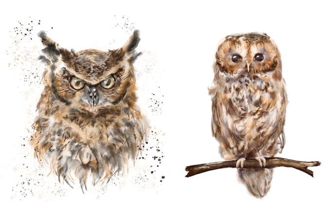 paint animals watercolor or digital illustration