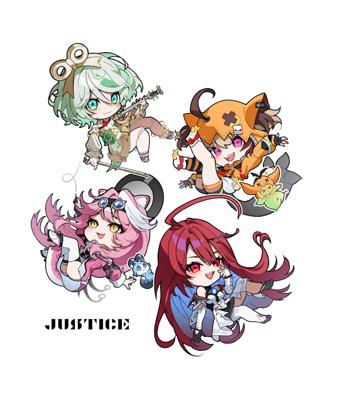 draw and design cute chibi anime illustration and characters