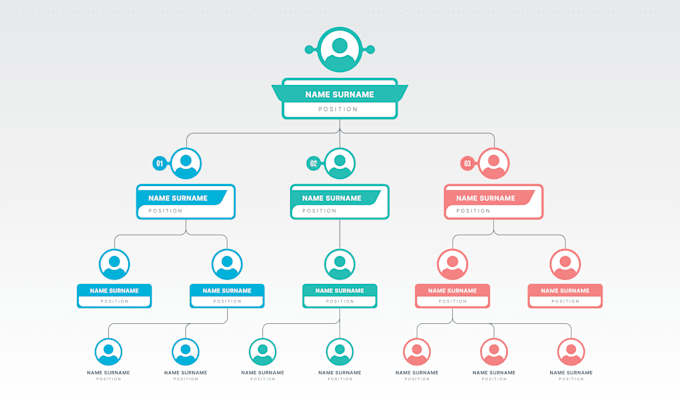 design org chart, process flow, business chart and presentation