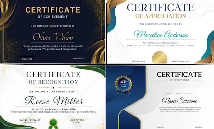 Do professional certificate design for you by Williams_vik | Fiverr