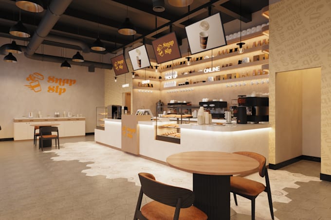 do interior design,3d render for cafe,restaurants, coffee shop,retail stores
