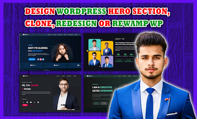design wordpress hero section, clone, redesign or rewamp wp