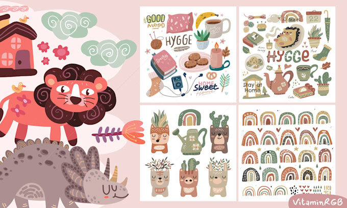 create whimsical scandinavian style illustration