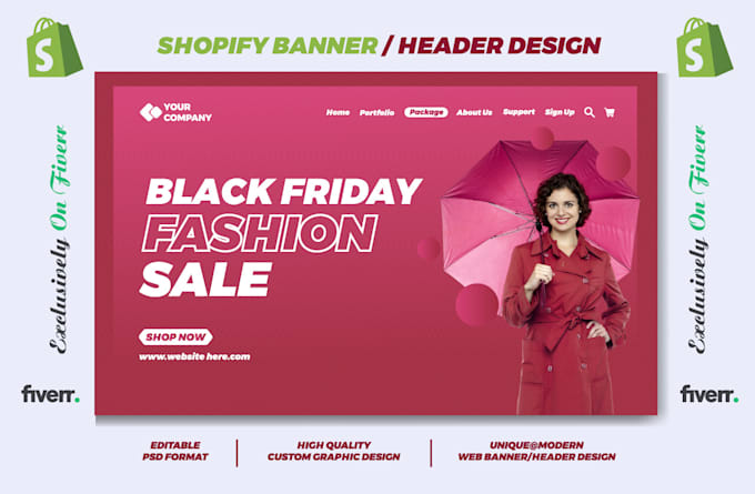 design a website banner, slider, hero image, shopify banner,