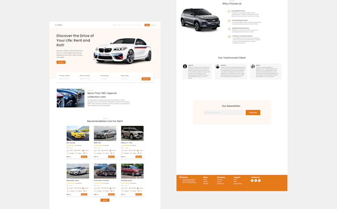 Create rental car landing page ui ux design by Enrico44 | Fiverr