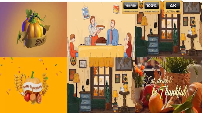 create 2026 professional 12 thanksgiving video packs with commercial license