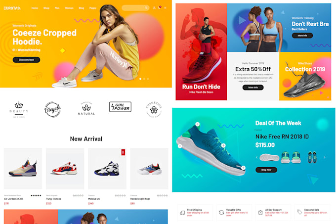 Diseña un sitio web moderno de zapatos, una tienda de zapatillas