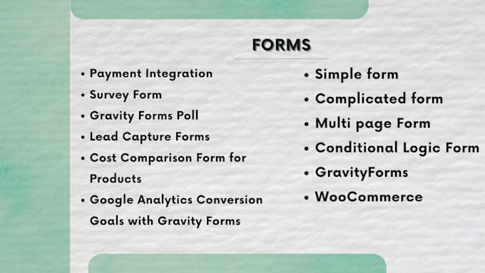 make and fix the wordpress form, gravity form, contact form 7, and caldera form