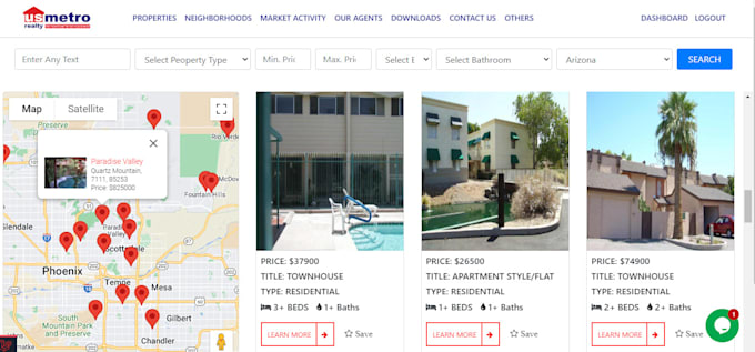 develop property real estate software and website with reso API data