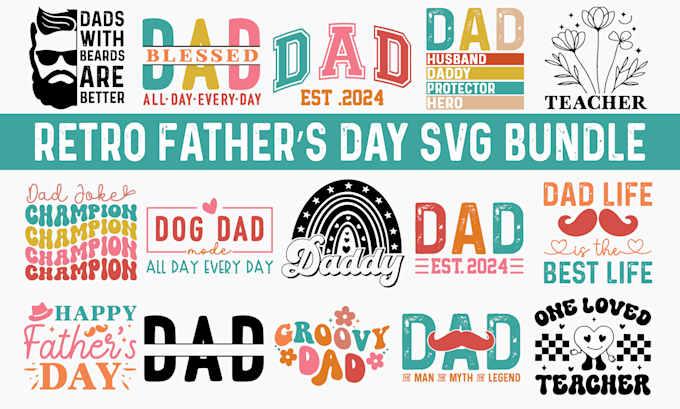 do unique retro father s day svg cut file design bundle for etsy and others