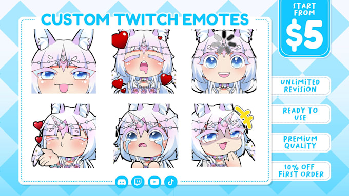 draw twitch emotes, chibi emotes, vtuber emotes, animated emotes for streamers