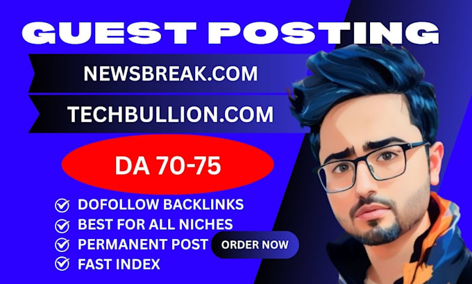 write,publish article on newsbreak,com and techbullion,com premium guest posting