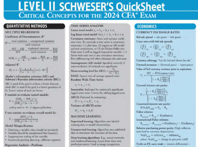 Share with you the schweser 2024 quicksheet for cfa level 2 by