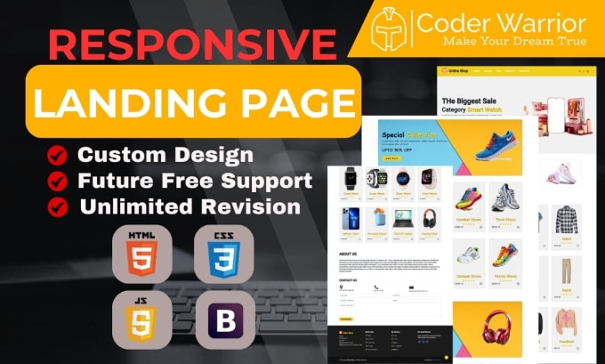 Create attractive and responsive landing page design using html and css ...