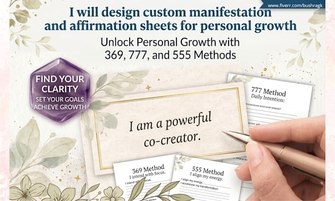 design custom manifestation affirmation sheets for personal growth